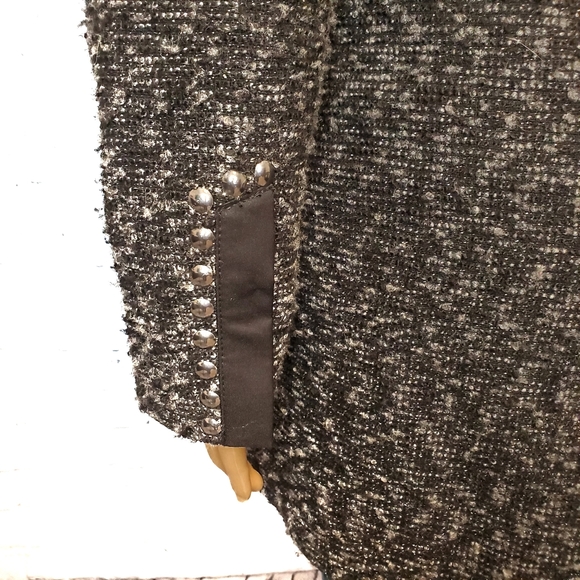 Miss Me Black Tweed Studded Peacoat - Picture 6 of 8